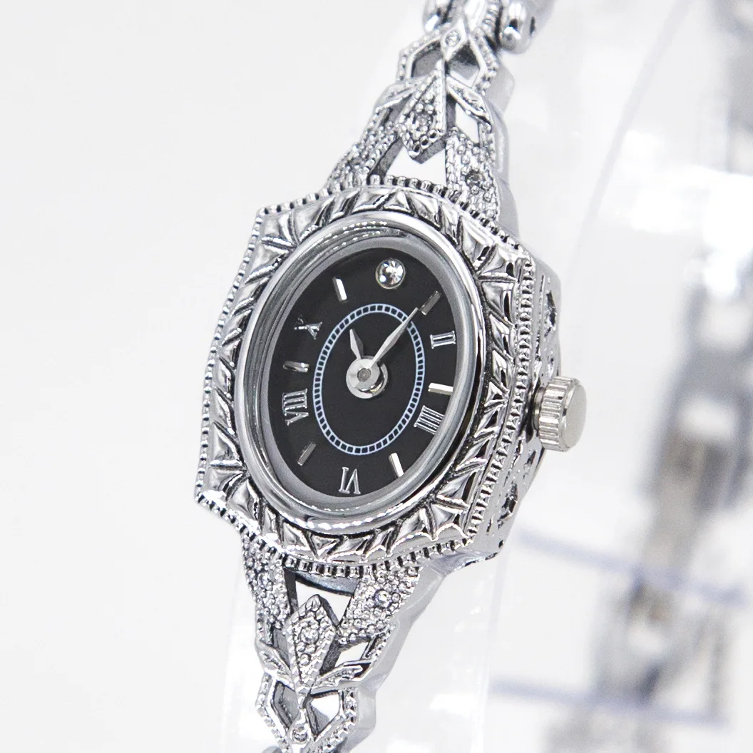 Squisito orologio al quarzo da donna natalizio limitato in ottone vintage con diamanti