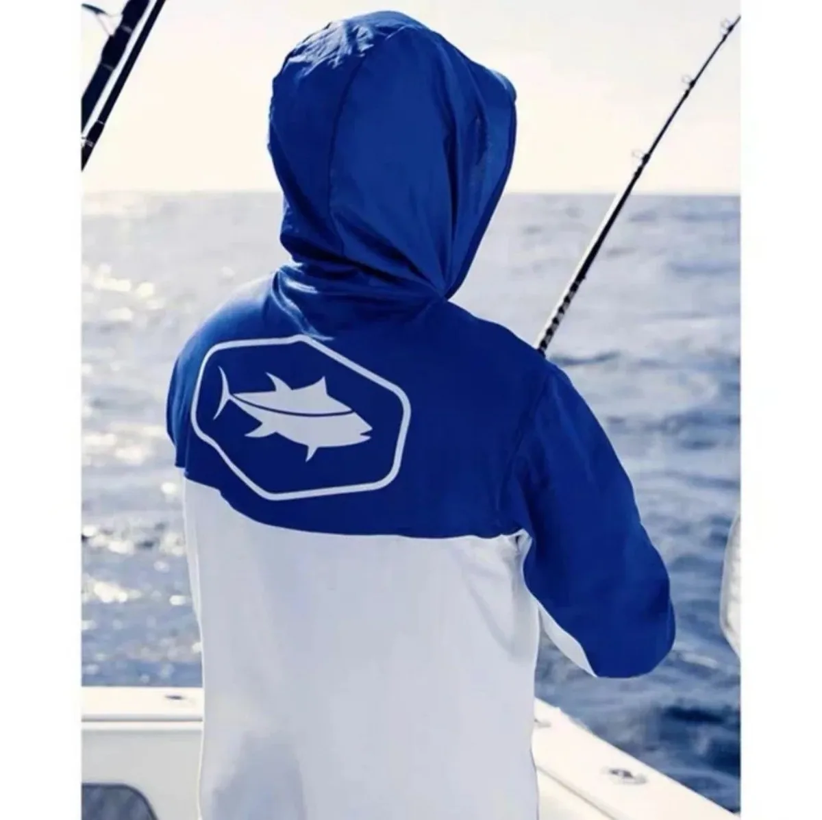 American men's summer personalized fish stripe print soft breathable fishing suit long sleeved T-shirt outdoor casual top image 3