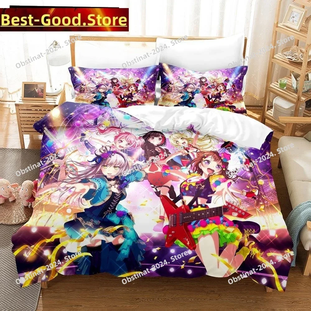 

3D Anime BanG Dream! Girls Band Party! Bedding Set Printed single Comforter Duvet Cover Pillow Case 3 Pieces Set Kids Adult Size
