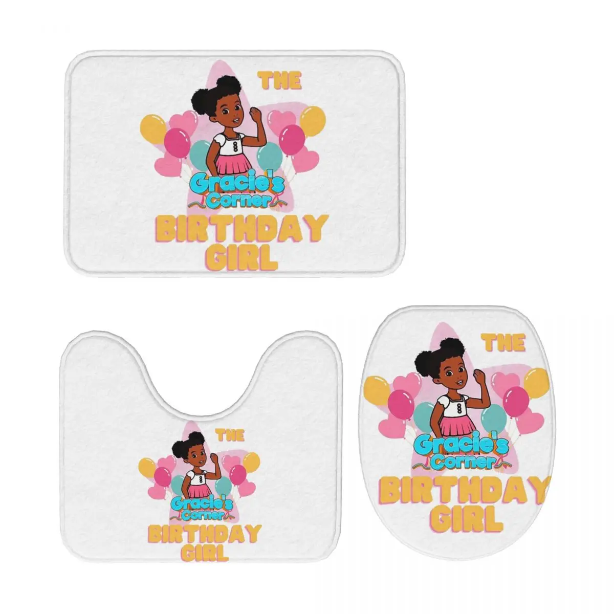 

Gracies Family Corner Cute Phonic's Song 3-х предметный коврик для ванной комнаты, набор для ванной комнаты, крышка для унитаза, домашний декор, нескользящий ковер, напольный коврик