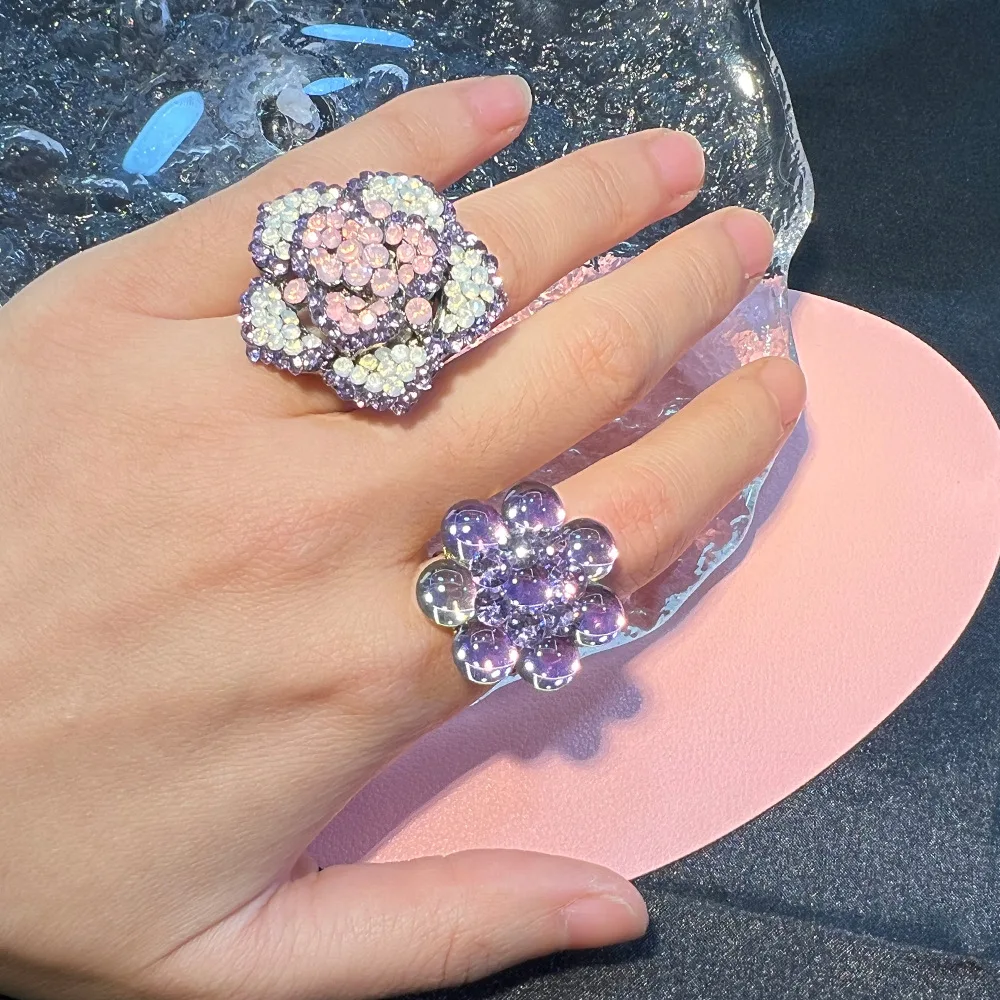 Original retro medieval ring French heavy industry high sense light luxury niche atmosphere full diamond return vintage ring