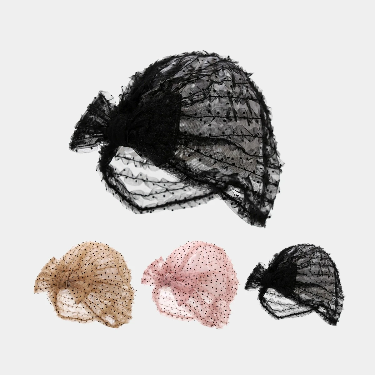 New Headscarf Hat Polka Dot Mesh Breathable  Spring and Summer Hair Pull-out Hats