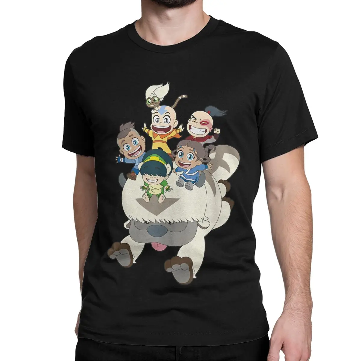 Avatar The Last Airbender Group Chibi T-Shirt Men Fun 100% Cotton Tee Shirt O Neck Short Sleeve T Shirts Graphic Printed Tops