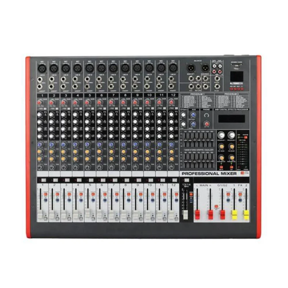 MiCWL 12 Channel Double Group Audio Mixer Music Recording Mixing Console For Professional Stage Performance 90V-250V