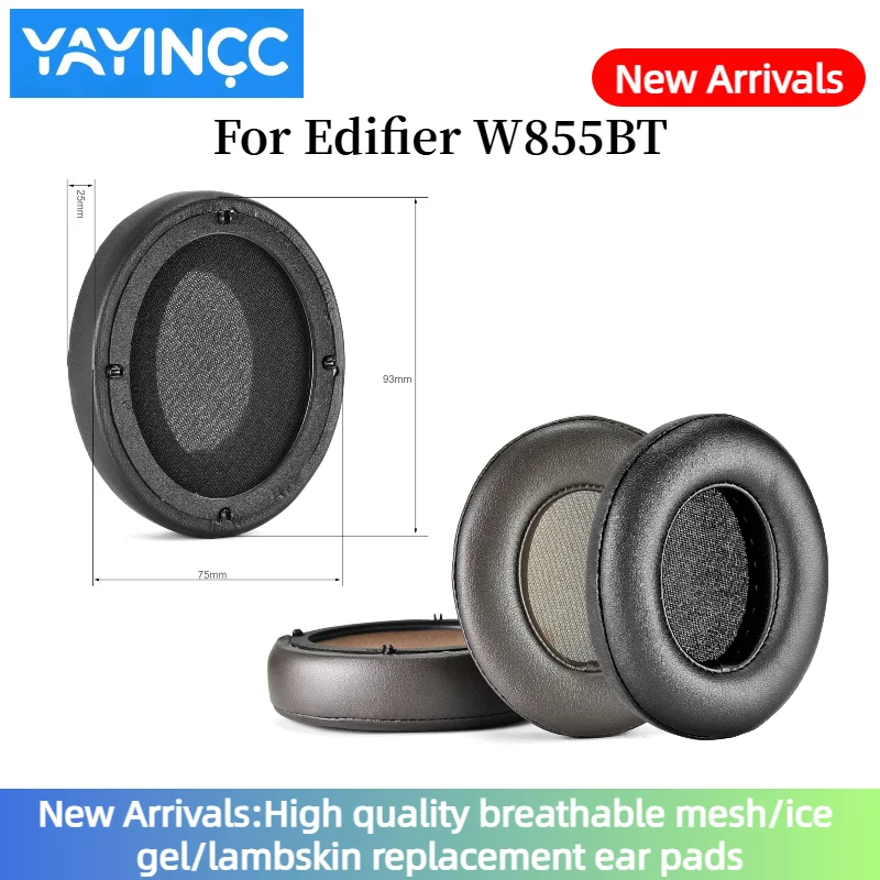 

YAYINCC Soft Foam Protein Leather Headphone Earpads Ear Pads With buckle For Edifier W855BT Headset Earmuffs Repairing Parts