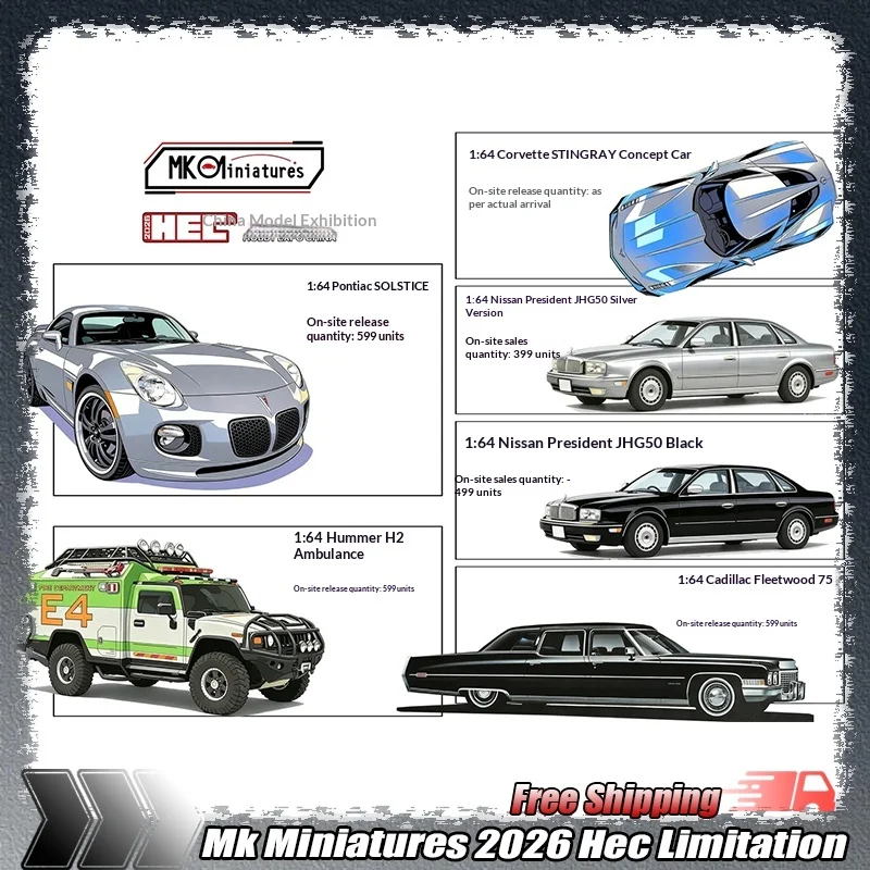 1-64-mk-2026-hec-limitation-president-jhg50-pontiac-solstice-hummer-h2-fleetwood-75-stingbay-concept-car-alloy-diecast-model-toy