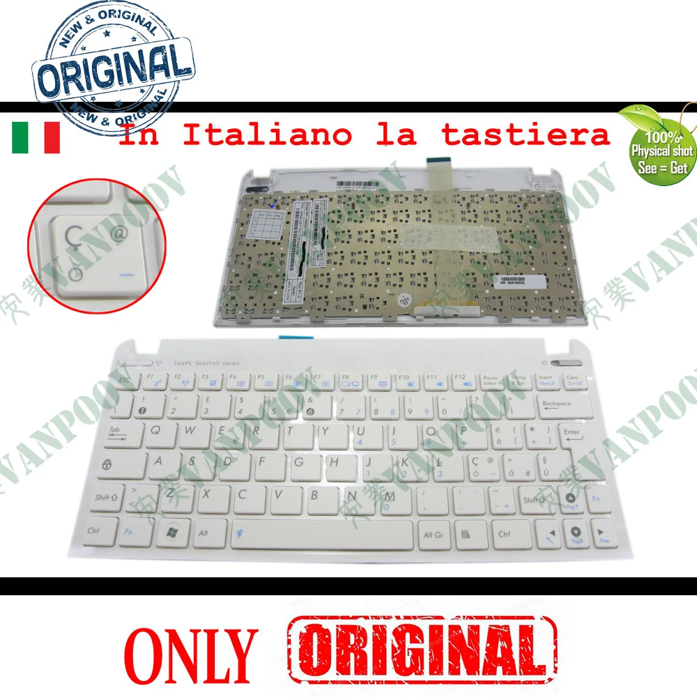 Italy Laptop Keyboard for ASUS EeePC SeaShell 1015 1011PX 1015P 1015PE 1015PN 1015PED White Frame MP-10B66I0-5281 Italian IT