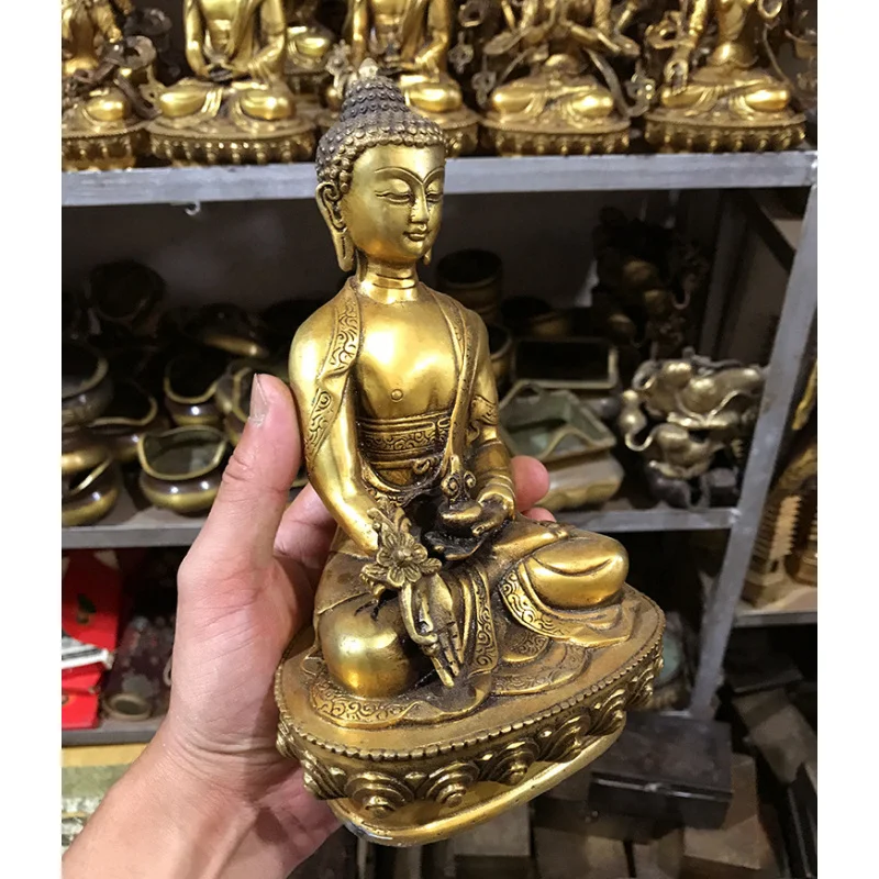 Copper statue ornaments, Tantric Buddha, King Bodhisattva, Medicine Tathagata, Buddhist shrine offering