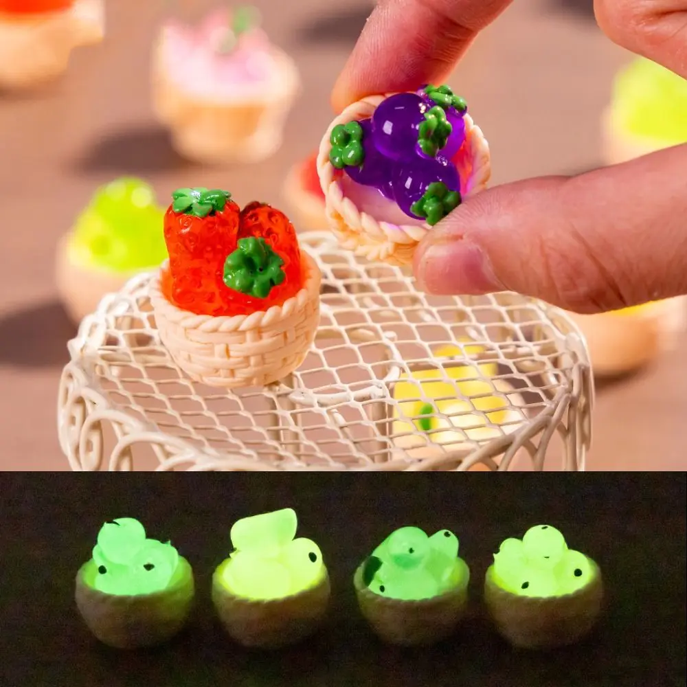 Mini maison de poupée 1/12, 2 pièces, cadre en rotin en résine simulée, tissé à la main, stockage de fruits et légumes, panier en bambou, décoration de poupée