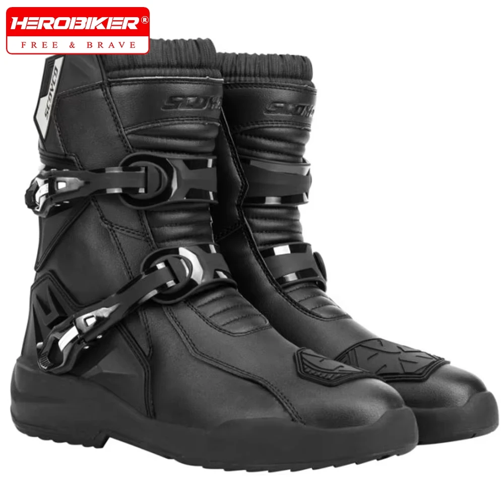Scoyco Enduro Motorradstiefel, verschleißfeste Herren-Bikerstiefel, rutschfeste Motorradstiefel, wasserdichte Leder-Motocross-Stiefel
