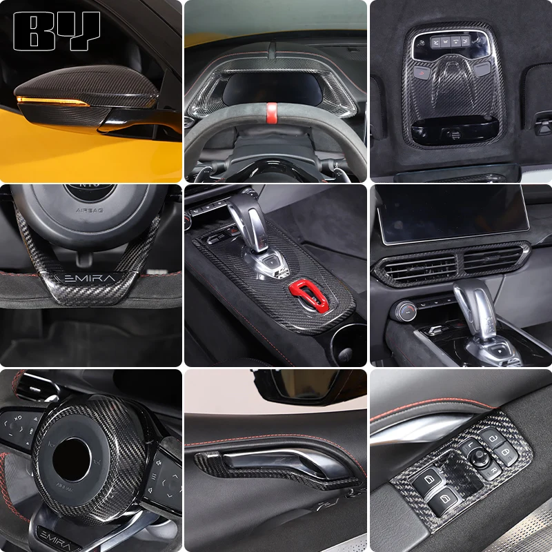 For Lotus Emira 2021 2022 2023 Trim Accessories Car Center Console Dashboard Gear Shift Panel Real Carbon Fiber Sticker