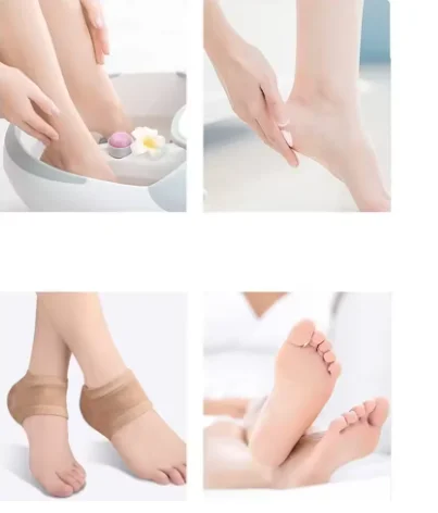 New Silicone Heel Protective Cover Anti-Crack Polyester Shoe Pads Fasciitis Support Pain Relief Silicone Heel Pads Feet Care