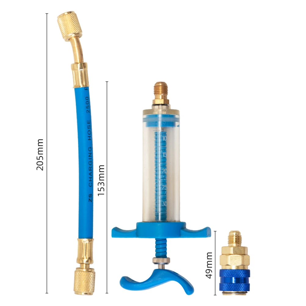 Injecteur d'huile A/C R134A, outil d'injection de colorant d'huile, connecteur rapide, ensemble d'outils d'injecteur 1/4 ", adaptateur Omicrophone manuel à visser