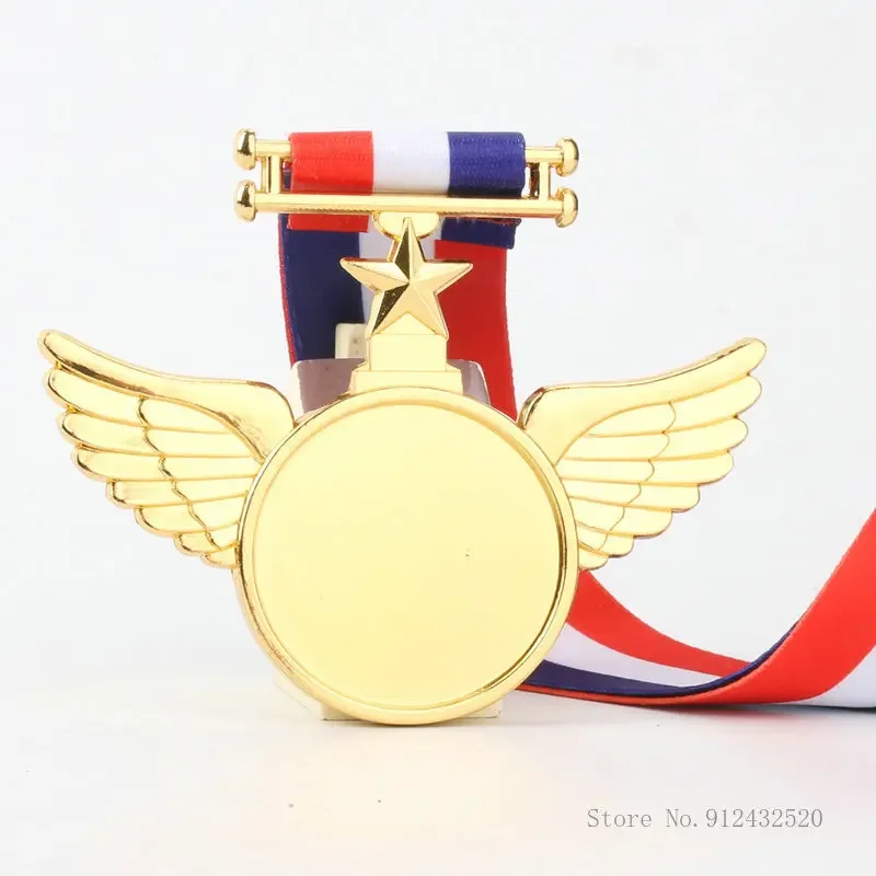 Customized Creative Wings Metal Medals, Listed Gold, Silver Bronze Honor, Children's Competition Medal Souvenir, Students Games