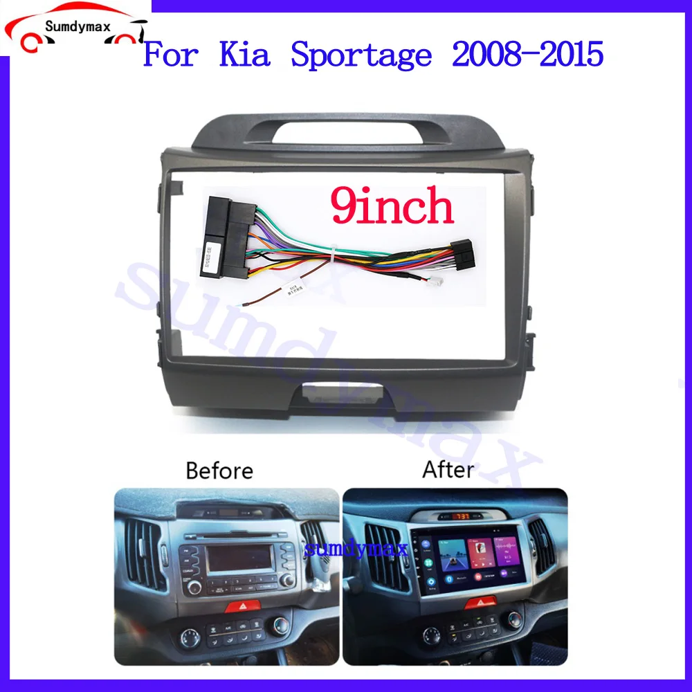 

Android Car Radio Installation DVD GPS Mp5 Plastic Fascia for Kia Sportage 2008-2015 9inch big screen car panel Dash Mount Kit