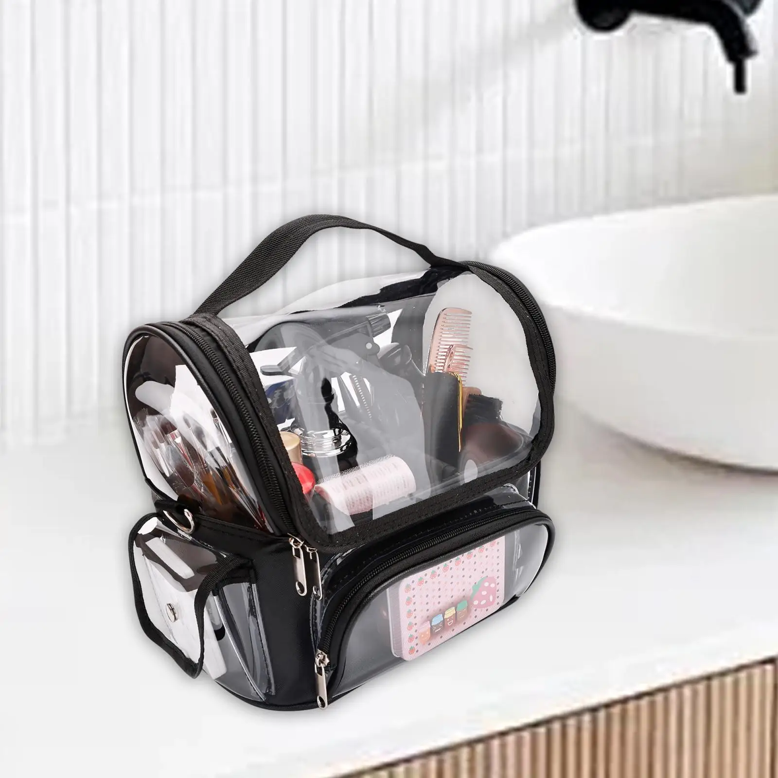 Travel Toiletry Bag Clear with Zipper Closure Portable Makeup Bag Cosmetics Organizer for Hotel Bathroom Sports Toiletries