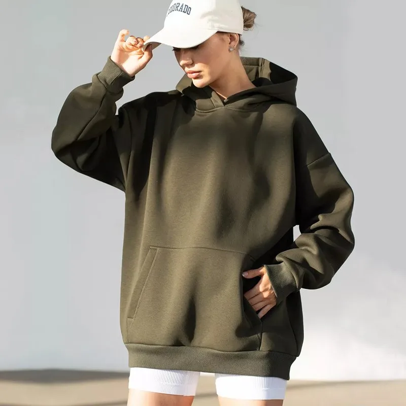 Polyester Women's Long Sleeved Hooded Sweatshirt Loose Fitting Pullover Casual Sportswear Sweatshirt Ropa De Mujer Hoodies Women