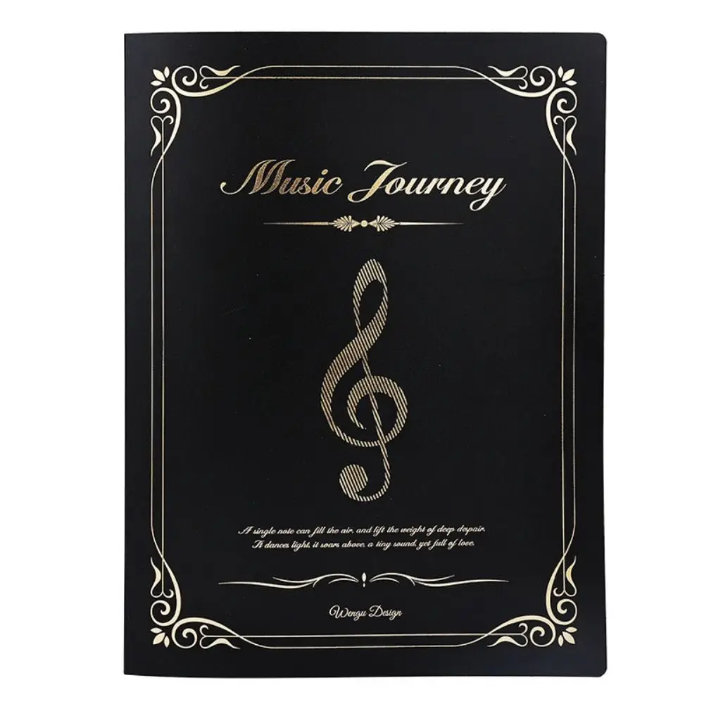 1pc Simple A4 Sheet Music Folder Anti-Glare Treble Clef Design Document Binder Clear Pocket Music Score Storage Book Musicians