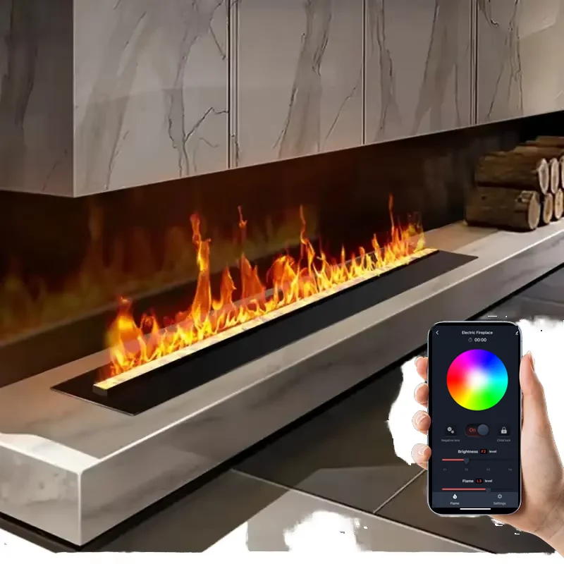 

50cm Hot Sale App Adjustable Customize Multicolor Automatic 3D Led Flame Decor Electric Fireplace Heater Water vapor Fireplace