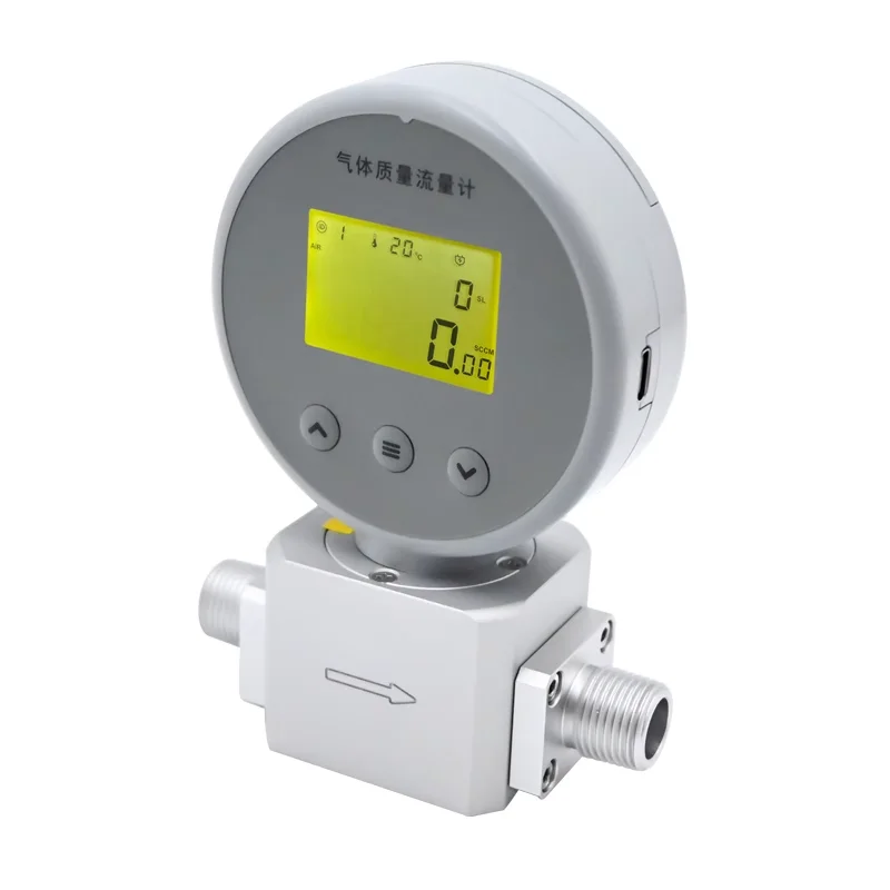 Digital Display Micro Gas Mass Flowmeter Compressed Air Nitrogen Oxygen 485 Remote Flow Meter AMS2106