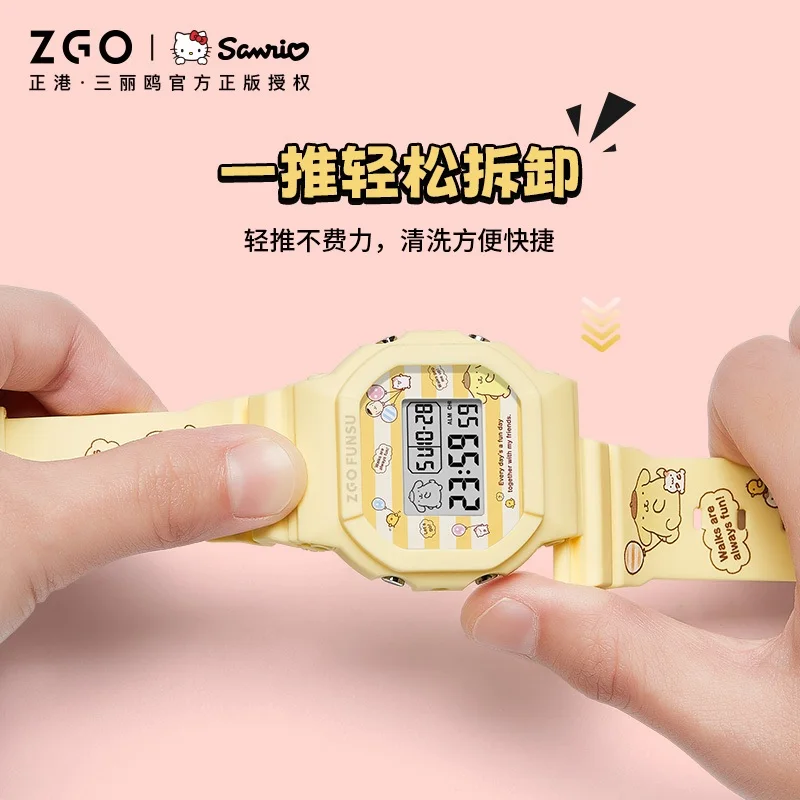 Zgo X Sanrio pompopurin jam tangan Baji Perempuan kids Boys Girls electronic watch waterproof original multifunction 8611