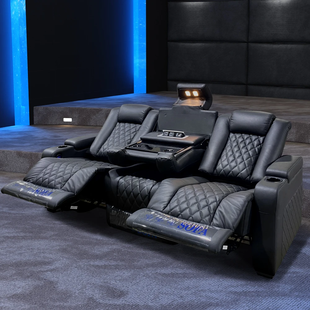 

%t for Modern Leather Home Theatre Sofa Electric Unit Combination Living Room Cinema Seat*