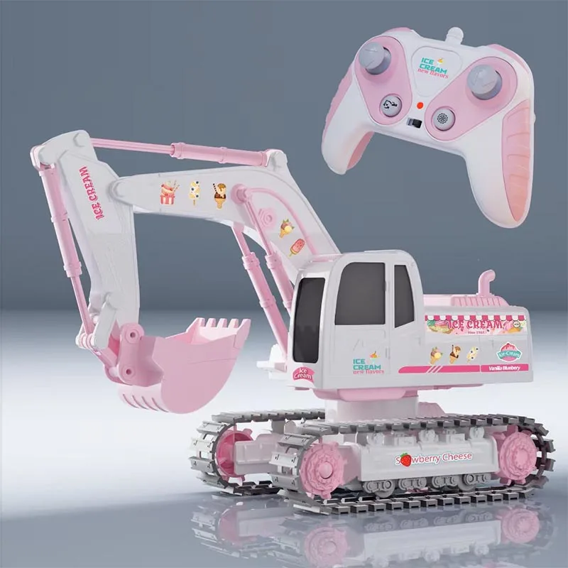 

RC Remote 2.4G Excavator Pink Car Control Alloy Engineering Vehicle Crawler Truck Excavator Toys for Girls Kids Christmas Gifts