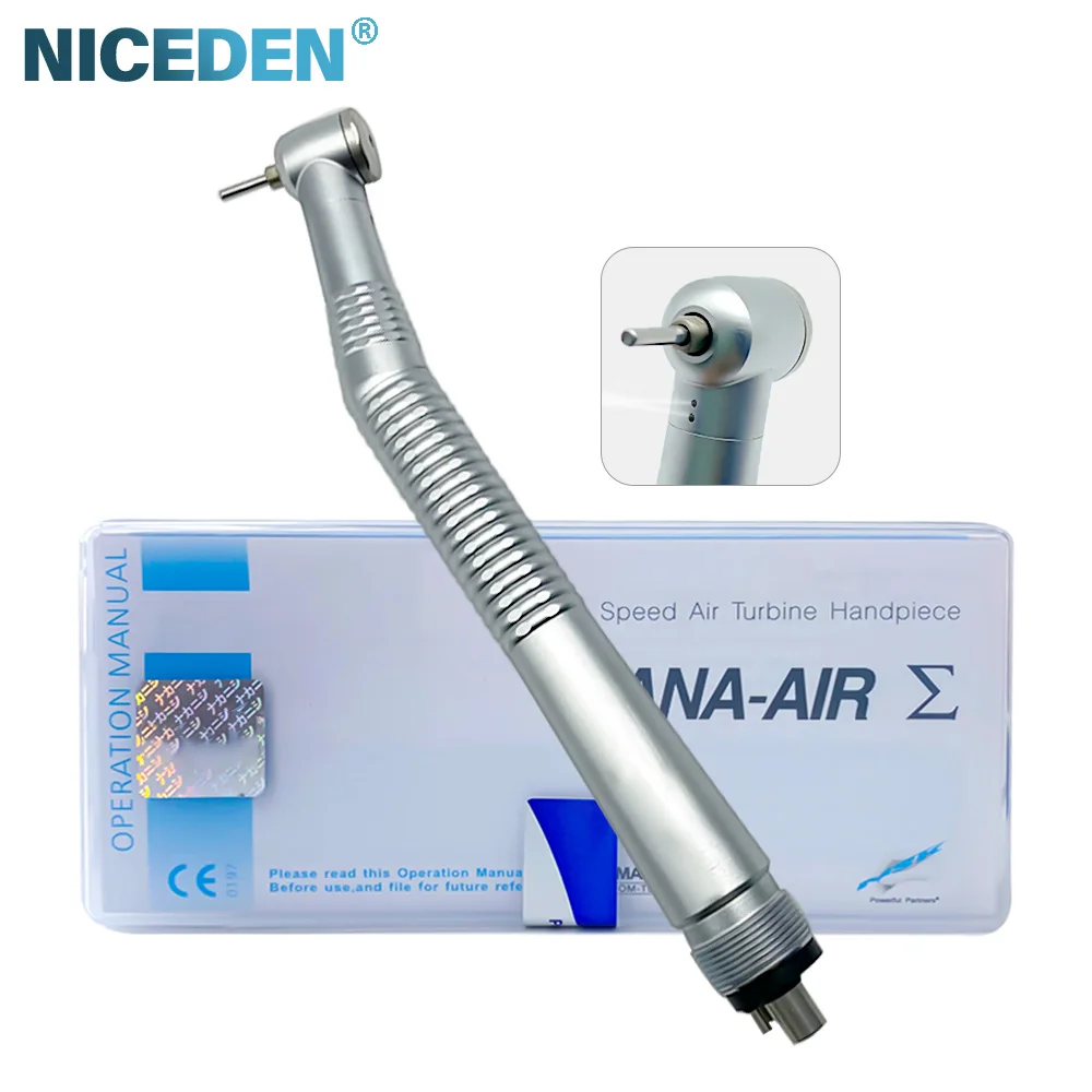 Dental High Speed Handpiece Standard Head Push Button Turbine Sterilizable 135℃ Single Way Spray Dentistry Turbine Handpiece