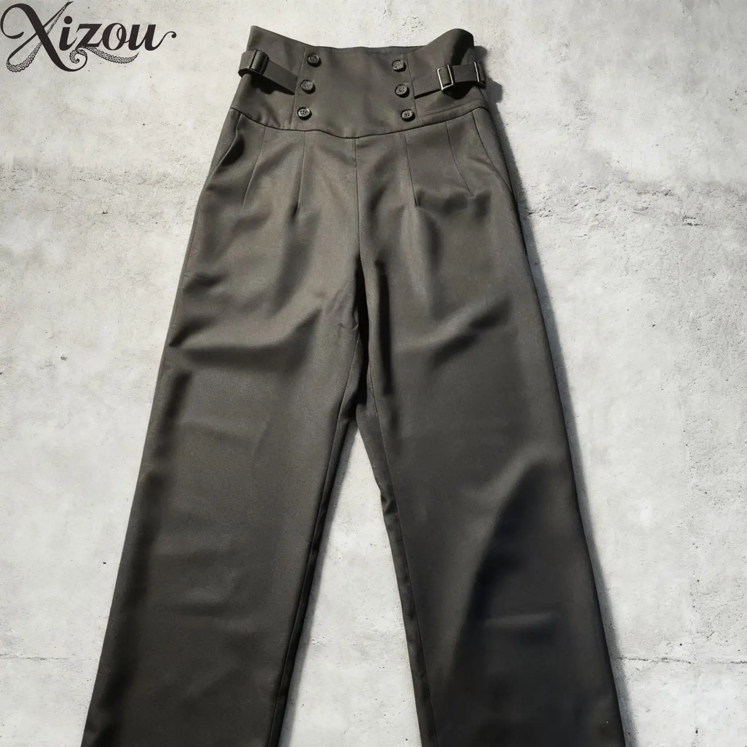 Lolita Prince High Waist Straight Pants Vintage Court British Unisex Autumn Winter Commuter Trousers 2026 Black Solid Color