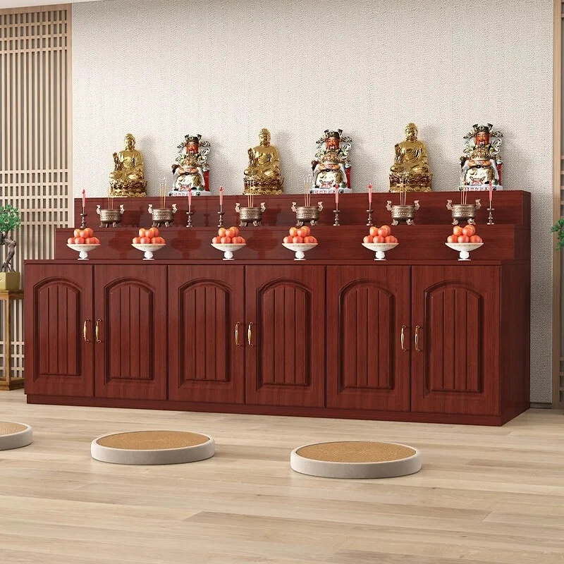 طاولة تقديم مع خزانة منصة بوذية البخور المنزلية تمثال بوذا غوان قونغ بوديساتفا تقدم مجلس الوزراء