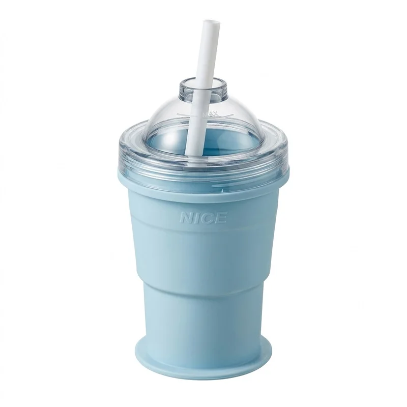For Drinking Cups When Going Out In Summer Portable Folding Ice Hockey Cup Comes With Straw Silicone Food Grade Ice Cup Mold