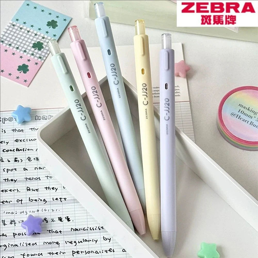 5pcs Japan ZEBRA Limited Gel Pens JJ20 Macaron Color 0.5mm Brush Question Antibacterial Black Pen School Supplies Stationery