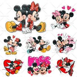 Mickey Minnie Mouse Stickers For Woman Clothes Disney Print Iron-on Transfers On Couple Clothing Appliques Patches on Bags DIY