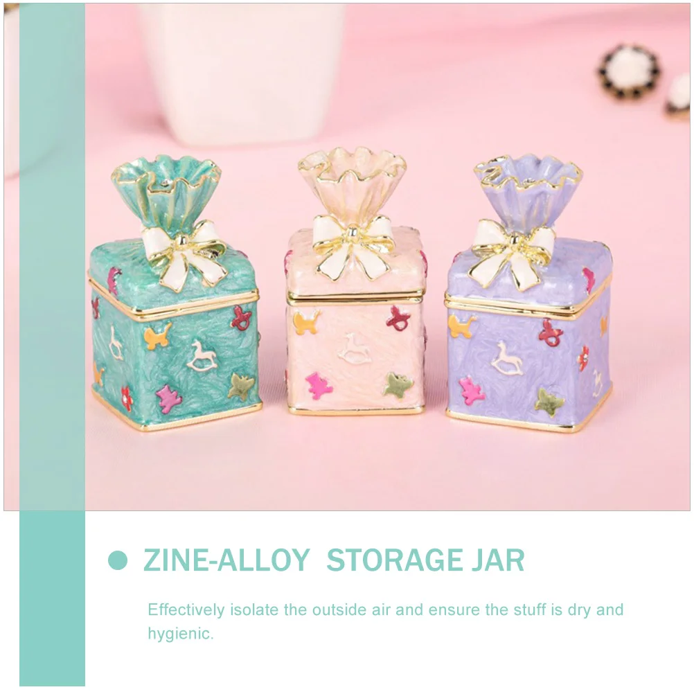 

Elegant Enamel Candy Box Zinc Alloy Storage Jar Wedding Trinket Canister Birthday Gift For Boyfriend Sealed Candy Holder Desktop