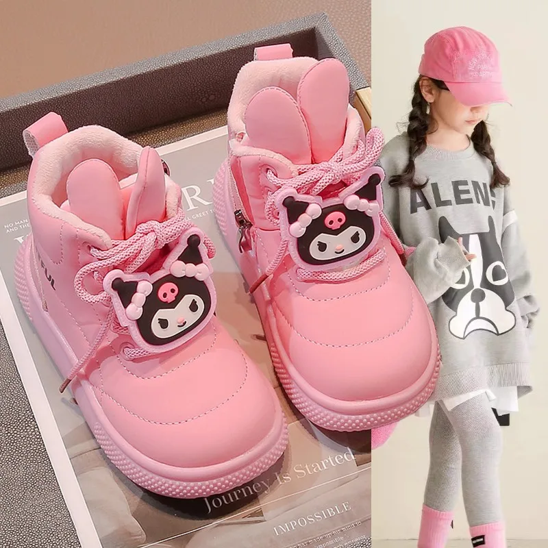 

Girly Heart Kawaii Sanrio Kuromi Anime Ins Fashion Snow Boots Winter Cute Cartoon Cotton Shoes Children Gifts for Kids