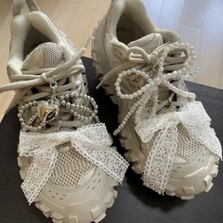 1PCS Pearl Bead Bowknot Shoe Charms Sneaker Handmade Shoes Clip Decoration Bag Pendant Bow Key Chain Accessories Shoe Decoration