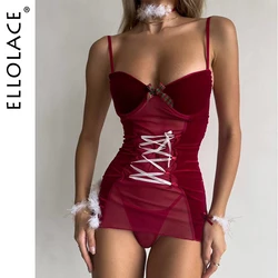 Ellolace vestido dos namorados veludo pena deslizamento pijamas coelho orelhas bandana renda lingerie chamada da noite boneca adulta