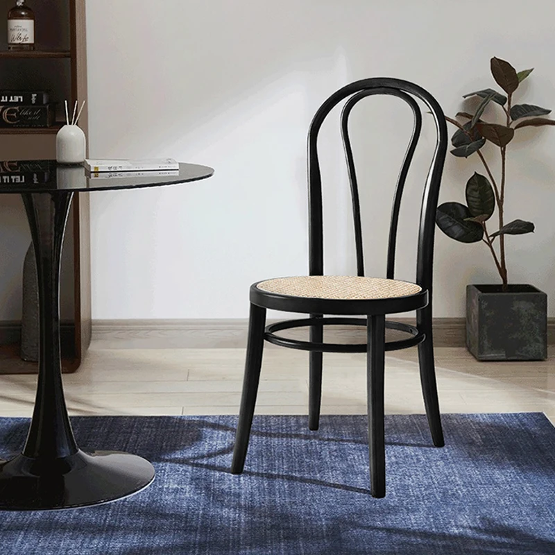 Dining Chair Book Desk Solid Wood Home Leisure Nordic Modern Simple Rattan Office Stool Backrest Restaurant