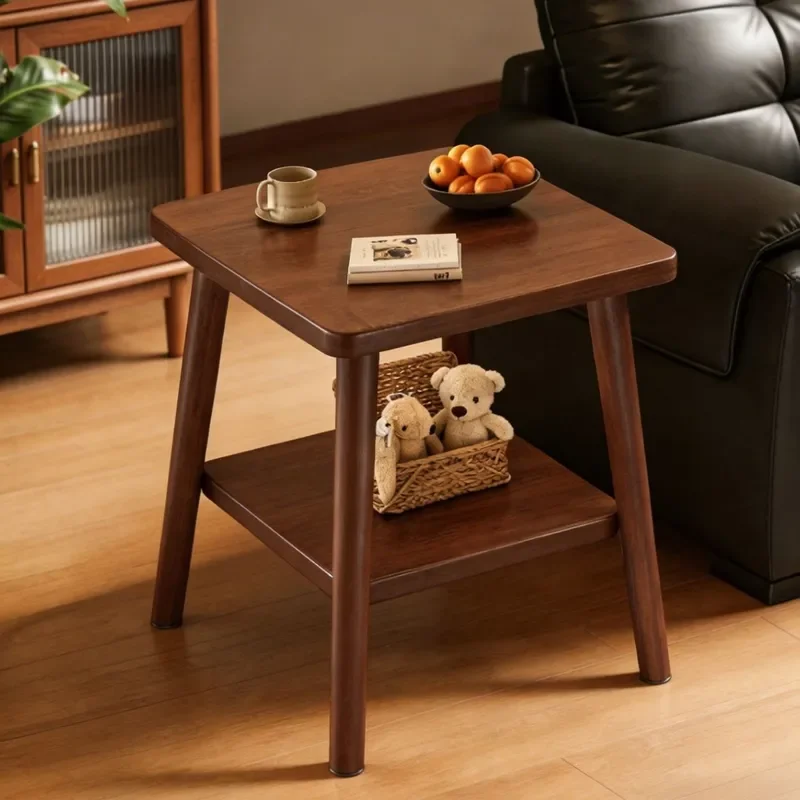 for Small Square Coffee Table Movable Solid Wood Legs Sofa Side Table for Small Apartment Rental House Balcony Tea Table