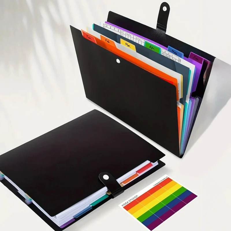 

24 Pocket A-Z Extended Folder - A5 Receipt File Storage Manager, Large Capacity Accordion Archive for Bills and Test Papers