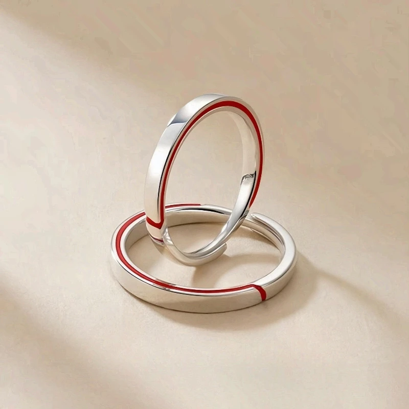 1 Par de Anillos a Juego para Parejas con Hilo Rojo de Matchmaker, Resina Epoxi, Banda Lisa, Joyería Sencilla, Elegante y Versátil para Uso Diario, Novedad 2026