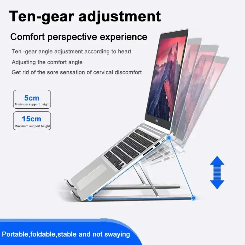 Laptop Stand Single Fork Folding Lift Cooling Base Desktop Tablet Portable Bracket Ten Levels Adjustable