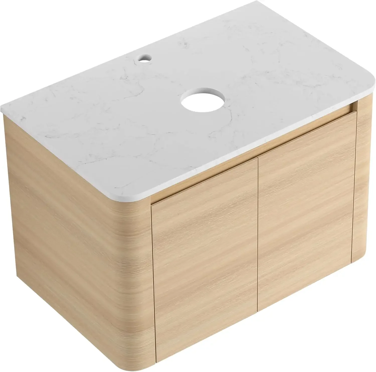 30'' Wall-Mounted Bathroom Vanity & 2-Soft-Close Door, KD-Packing, Plywood (Vanity Only, Excluding Sink)