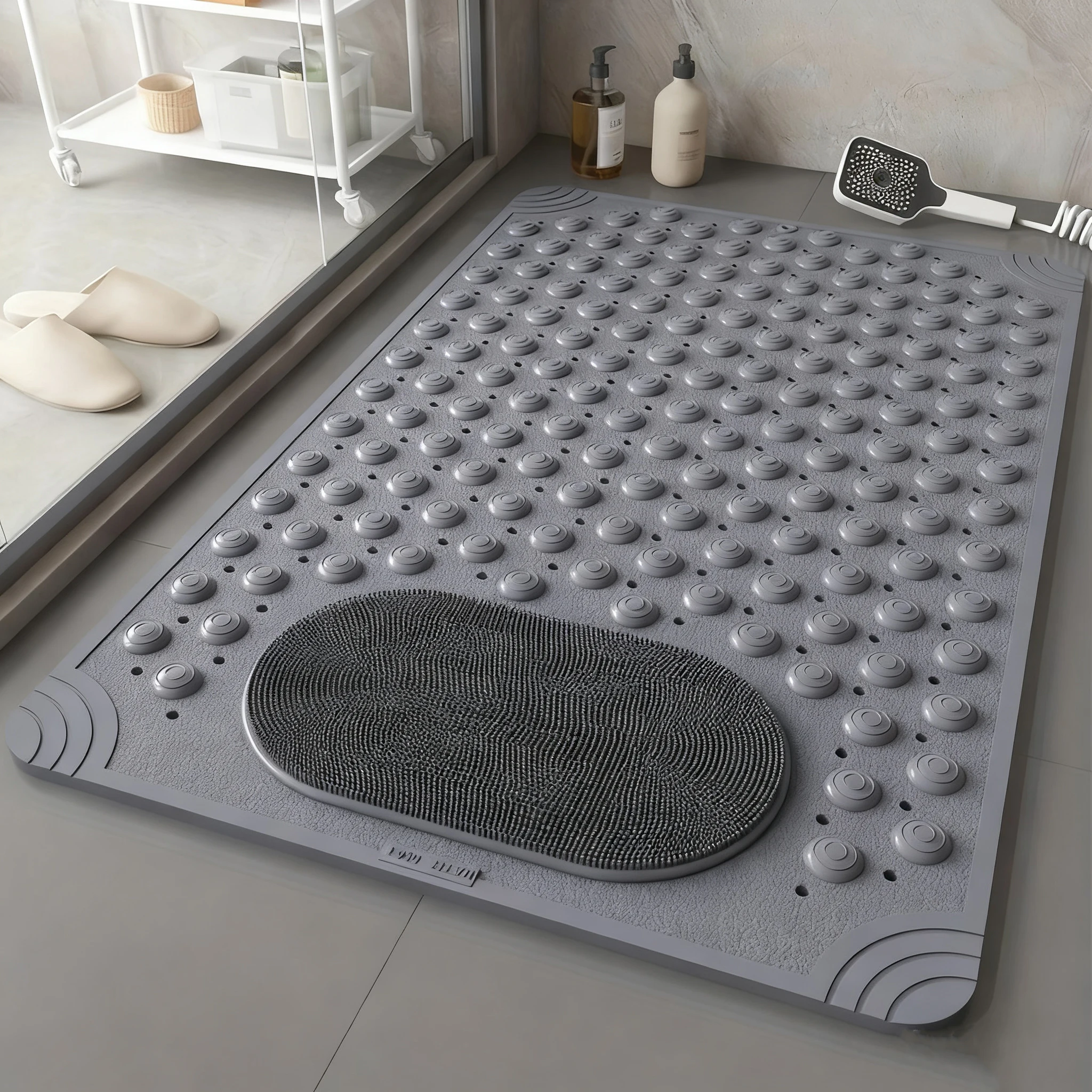 

Anti-slip Shower Stall Mat Shower Room Mats with Suction Cup Non-slip Bath Rug Foot Massage Shower Carpet for Home Bathroom