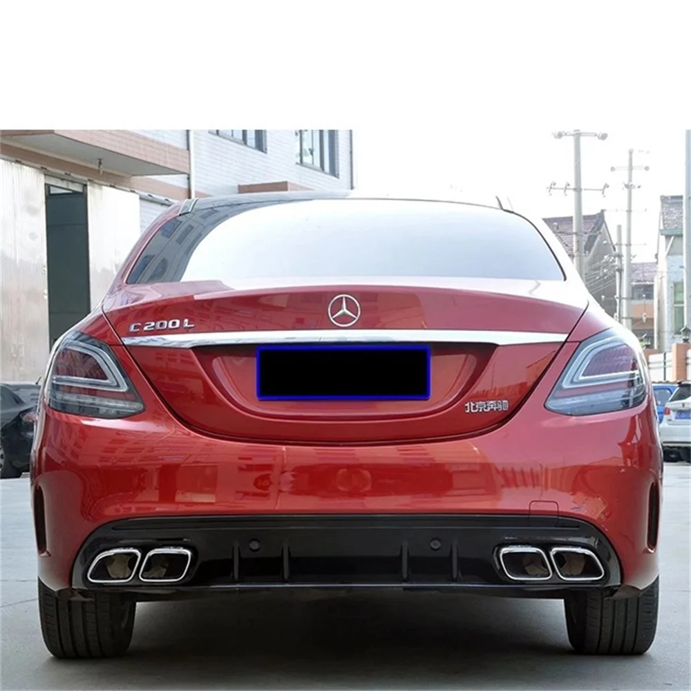 For 2015-2021 Mercedes Benz C-Class modified AMG C43/C63 rear lip four out tailpipe exhaust pipe