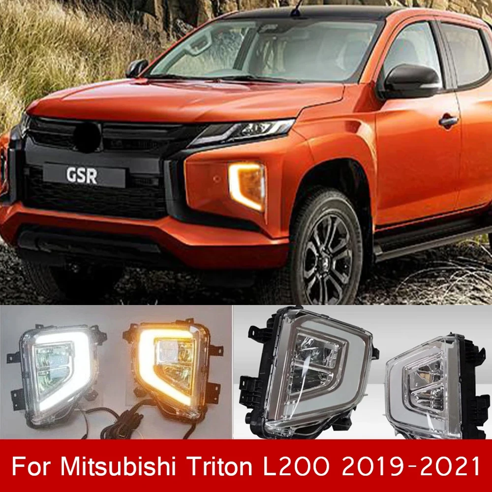 

Left For Mitsubishi Triton L200 2019 - 2021 Led DRL Daytime Running Lamps Car Accessory Turn Signal Fog light LED White Yellow