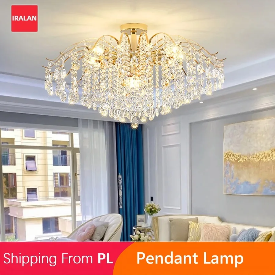 جديد كريستال ثريا تركب بالسقف الفرنسية بريق مُثبتة في السقف مصباح ثلاثي الألوان عناصر الديكور الحديثة لغرفة المعيشة اللوبي غرفة الفندق