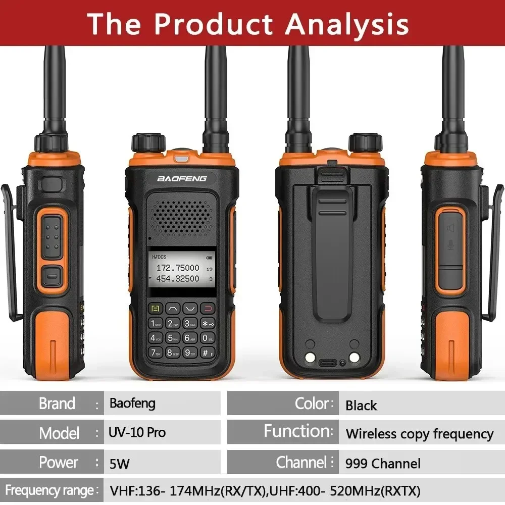 baofengUV10 camping walkman Wireless set long range radios walki communication radio ham Two-way transceiver hunting talkie ptt