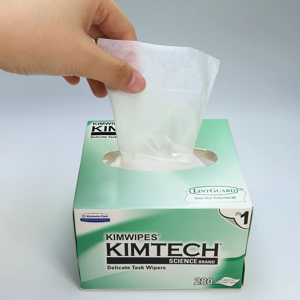 280 יחידות / קופסה מגבות ניקוי סיב אופטי KIMTECH נייר אבק סיב אופטי תיבת מגבות ניקוי עבור מנקה סיב אופטי