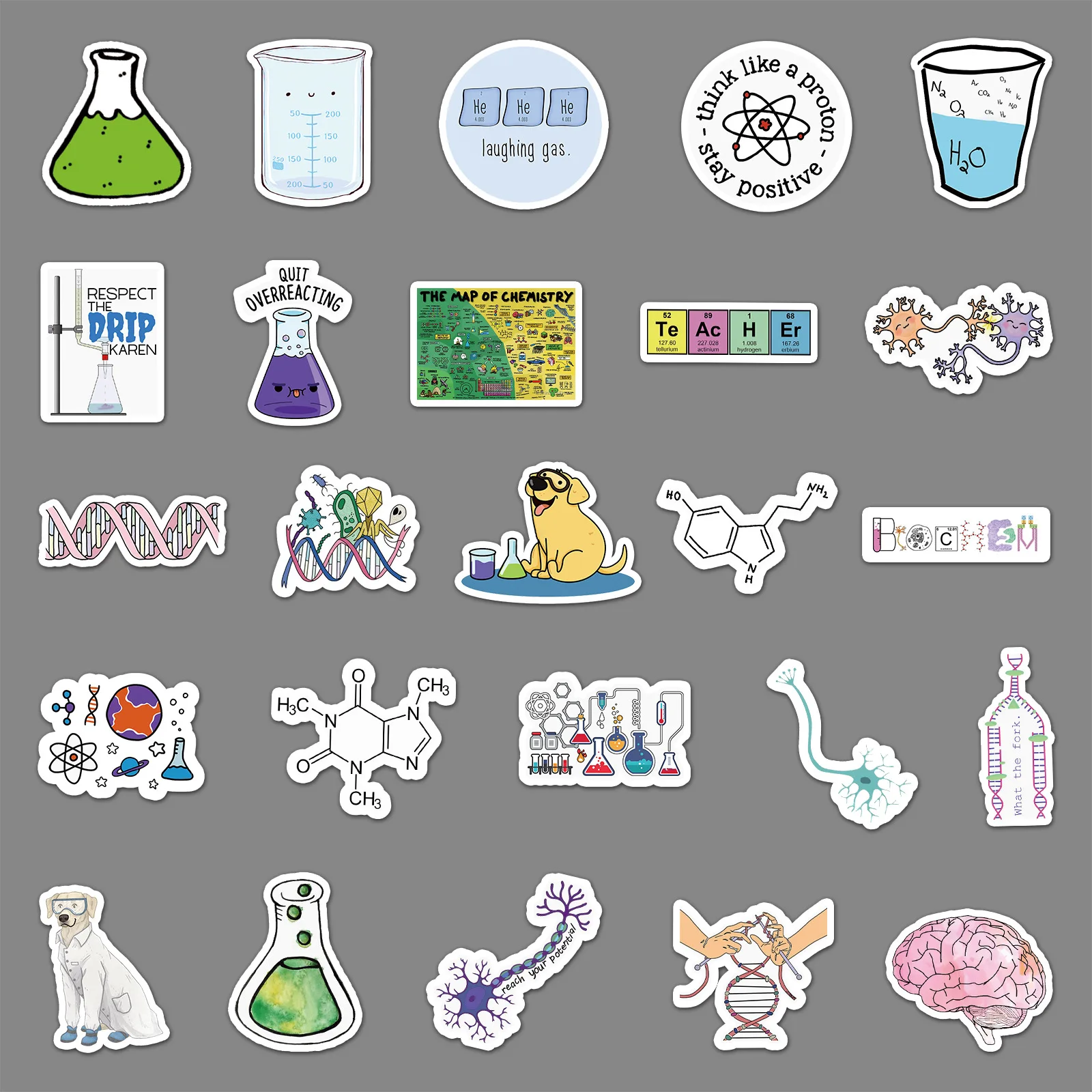 50 Pcs Chemical Laboratory Equation Waterproof Stickers DIY Personalized Graffiti Refrigerator Car Decoration Stickers